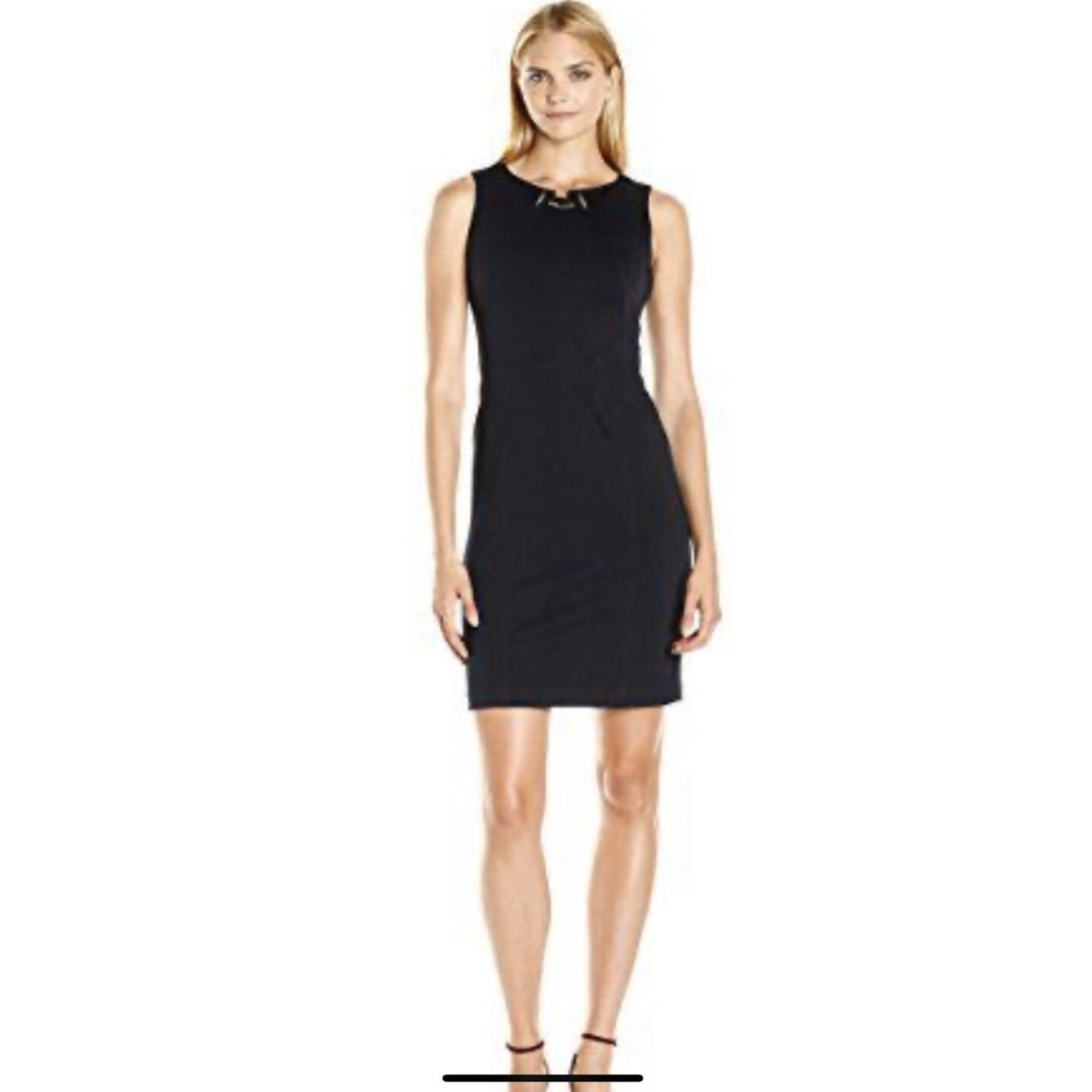 Ivanka Trump Fit & Flare Scuba Dress Black Sleeveless Knee Length ID6N3DHP 10